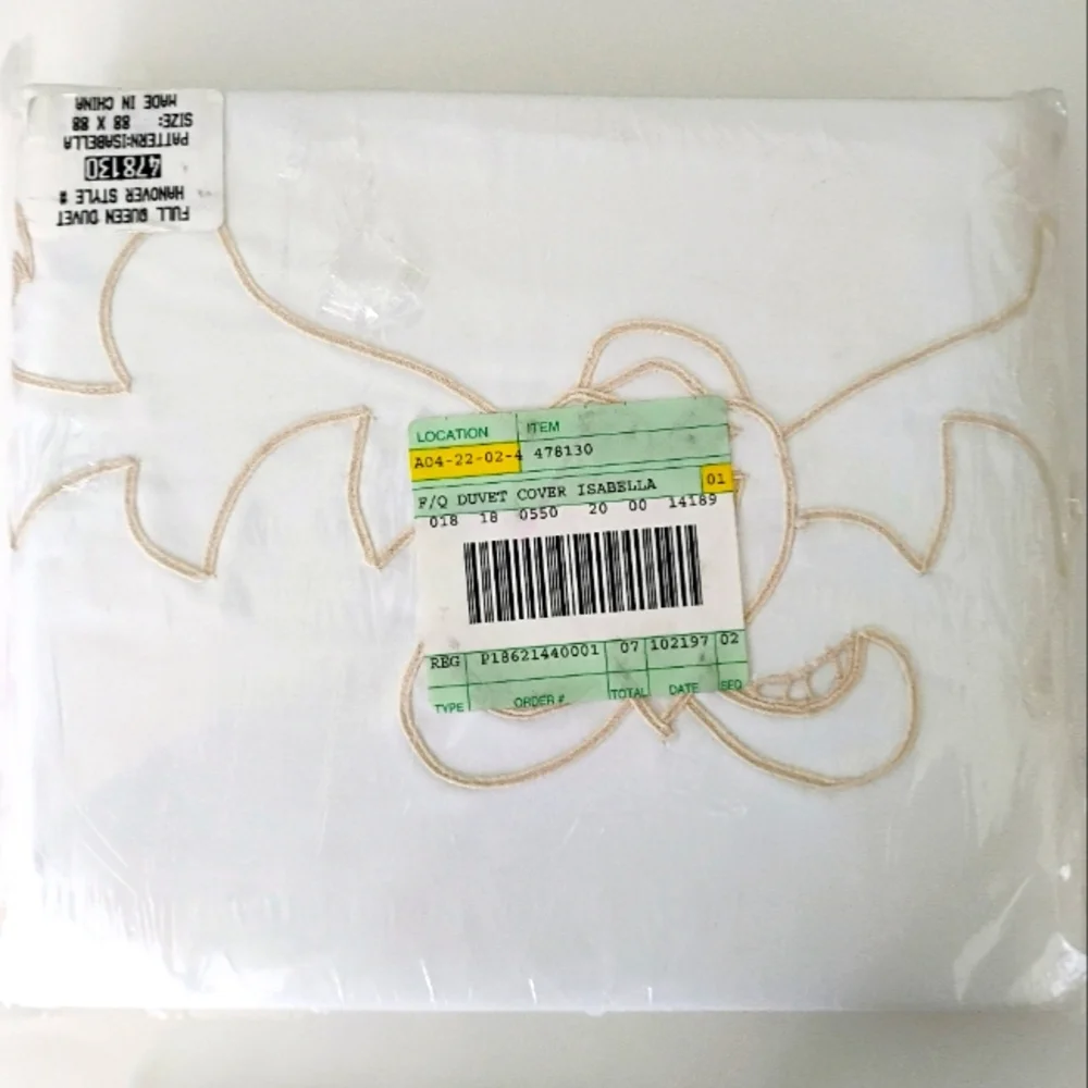 NOS Full/Queen Embroidered/Cutwork Duvet; FULL Bedskirt; STD Shams (2)